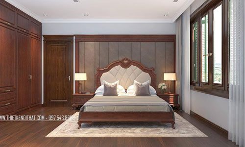 Giường ngủ gỗ hiện đại, tân cổ điển cho biệt thự tại thành phố Giao Lưu