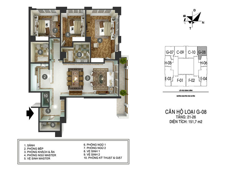 Mẫu thiết kế nội thất căn hộ chung cư D'Palais De Louis 151m2