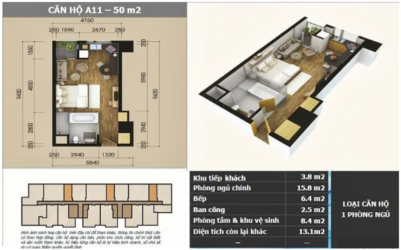 Mẫu thiết kế nội thất căn hộ chung cư Star City 50m2