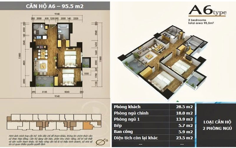 Mẫu thiết kế nội thất căn hộ chung cư Star City 95,97m2