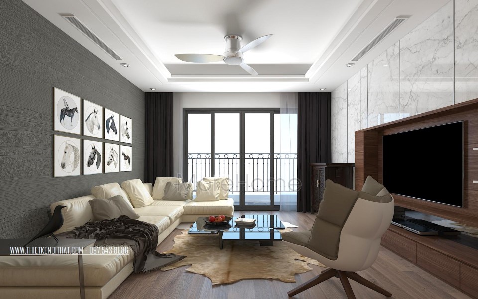 Thiết kế nội thất phòng khách chung cư Grand City Thụy Khuê Hà Nội