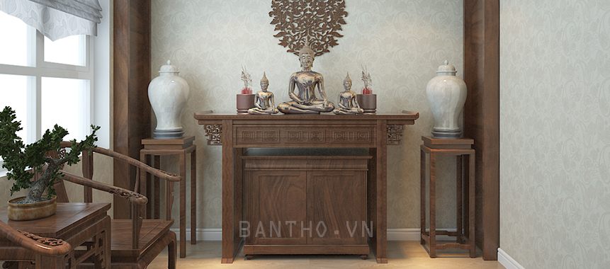 Phòng thờ đẹp cho chung cư biệt thự làm từ gỗ tự nhiên - Mẫu 01