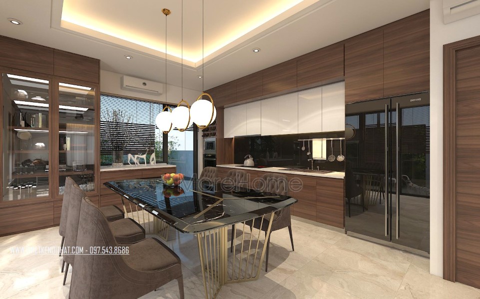 Thiết kế nội thất phòng bếp biệt thự Vinhomes Thăng Long Hoài Đức Hà Nội