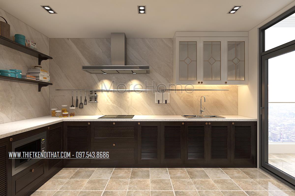 Thiết kế nội thất phòng bếp chung cư Ngoại Giao Đoàn