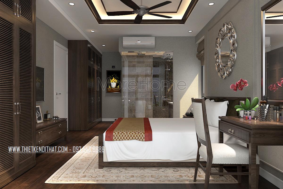 Thiết kế nội thất phòng ngủ chung cư Ngoại Giao Đoàn