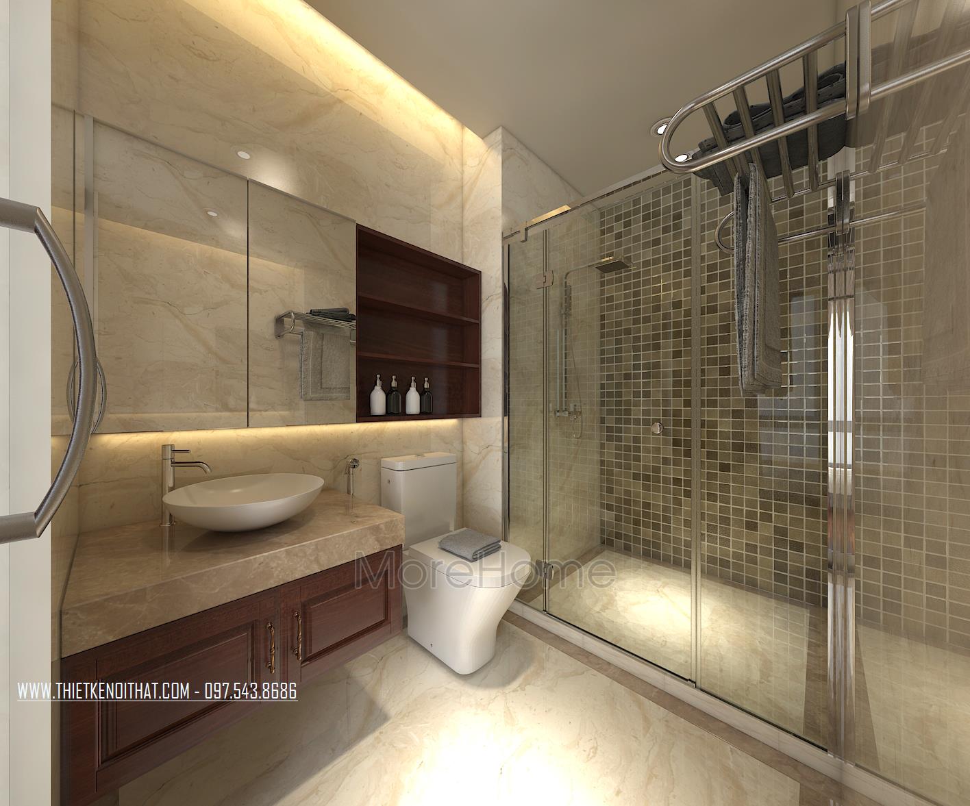 Thiết kế nội thất phòng tắm biệt thự Vinhomes Green Bay Mễ Trì