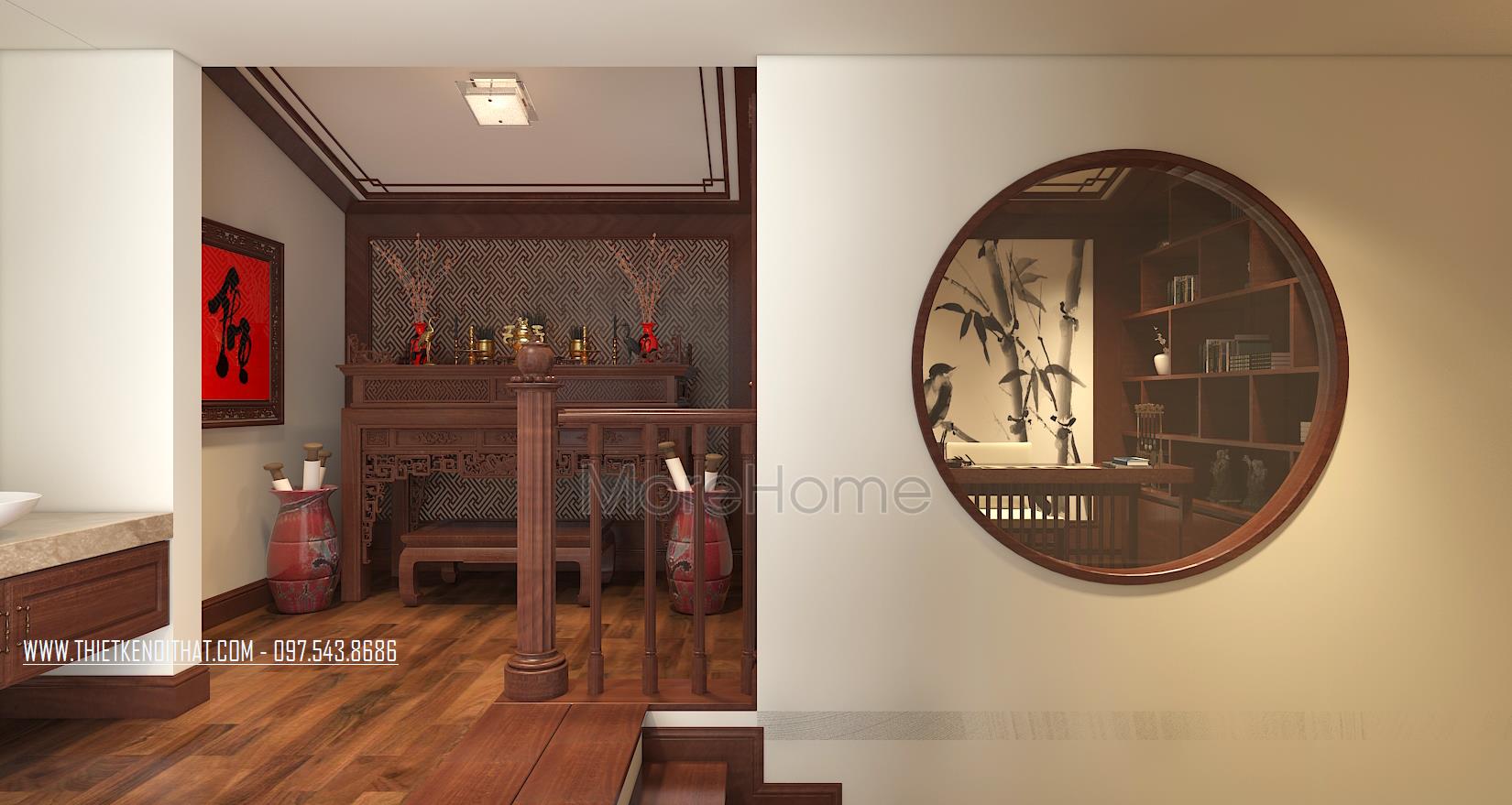 Thiết kế nội thất phòng thờ biệt thự Vinhomes Green Bay Mễ Trì