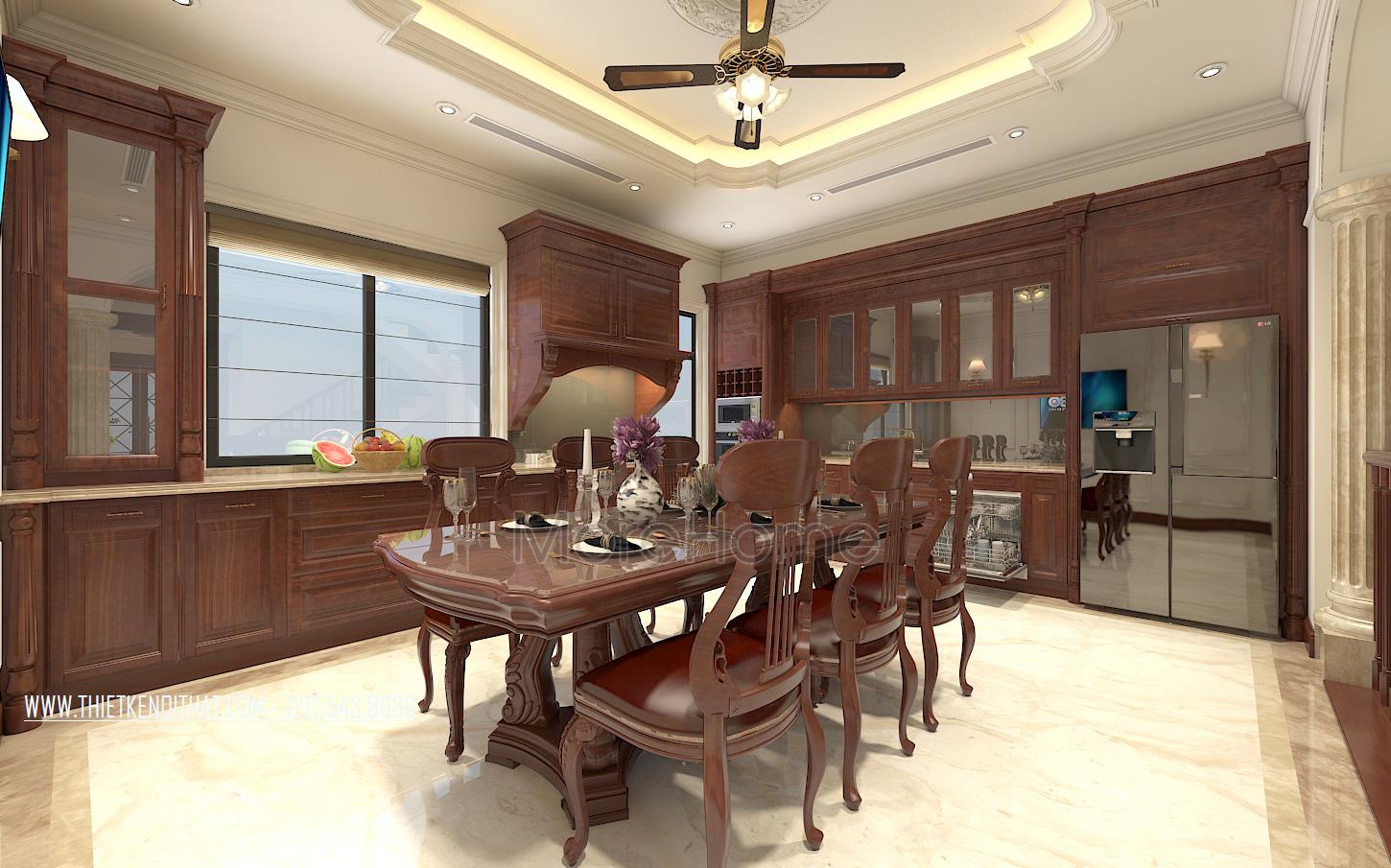 Thiết kế nội thất phòng bếp biệt thự Vinhomes Green Bay Mễ Trì