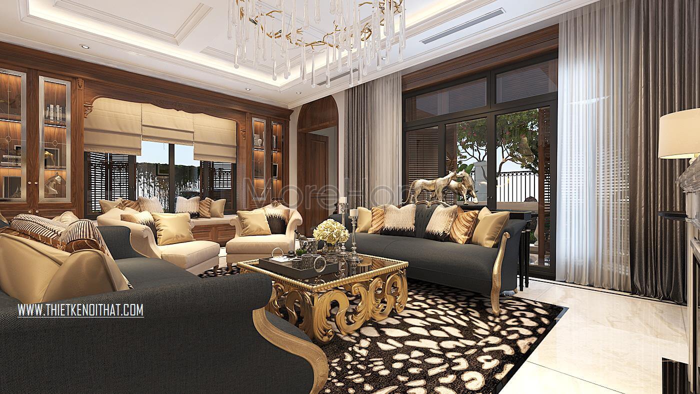 Thiết kế nội thất phòng khách biệt thự Vinhomes GreenBay