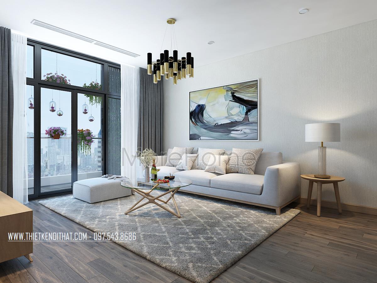 Thiết kế nội thất phòng khách chung cư Sun City Ancora