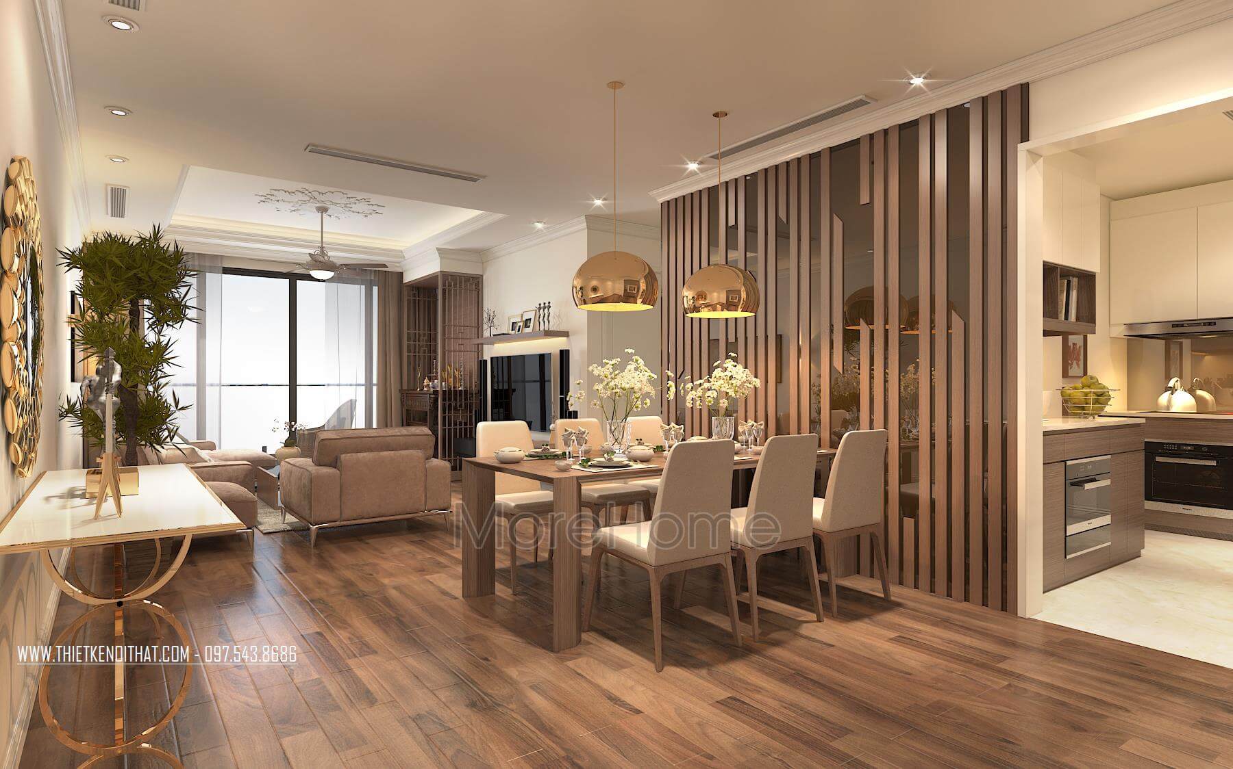 Top 3 mẫu thiết kế nội thất chung cư 70m2 hiện đại