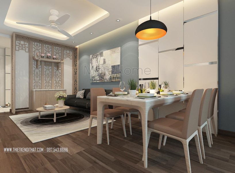 Thiết kế nội thất phòng thờ chung cư T&T RiverView 90m2 Hoàng Mai