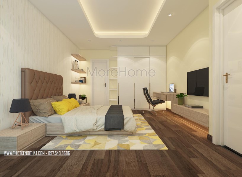 Thiết kế nội thất phòng ngủ chung cư T&T RiverView 90m2 Hoàng Mai