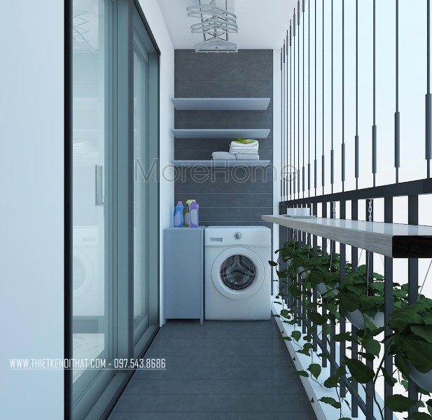 Thiết kế ban công đẹp chung cư T&T RiverView 90m2 Hoàng Mai