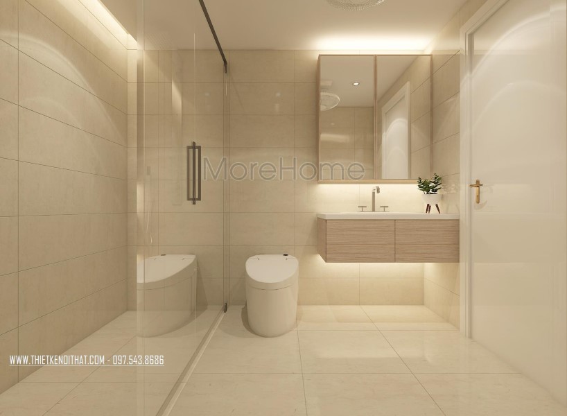 Thiết kế nội thất phòng tắm chung cư T&T RiverView 90m2 Hoàng Mai