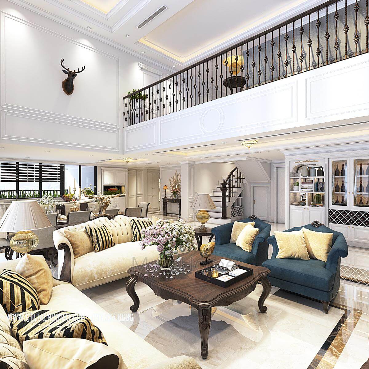 Thiết kế nội thất phòng khách căn hộ Duplex Hapulico Thanh Xuân