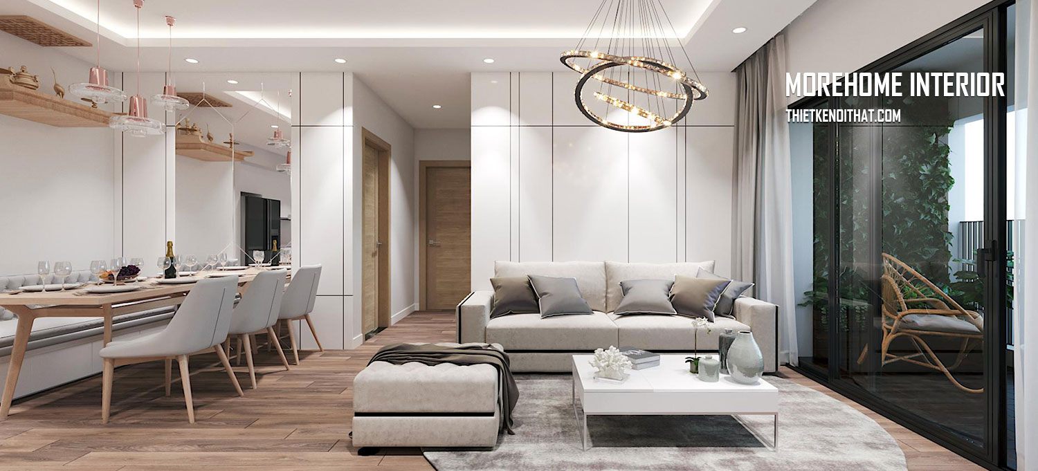 Thiết kế nội thất chung cư Vinhome Skylake hiện đại ấn tượng tone trắng nhẹ nhàng