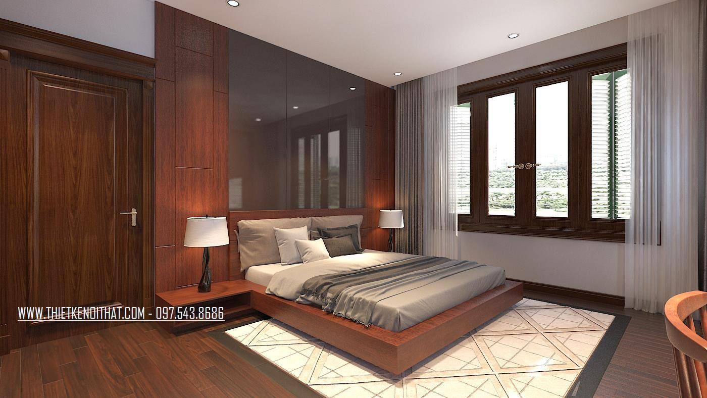 Thiết kế nội thất phòng ngủ biệt thự thành phố giao lưu