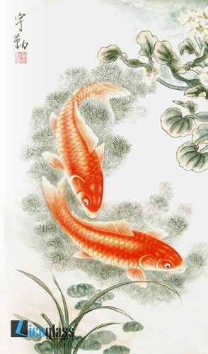 Tranh kính cá chép nghệ thuật - mẫu 15