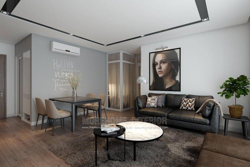 Thiết kế nội thất phòng khách chung cư k35 Tân mai Hoàng Mai Hà Nội