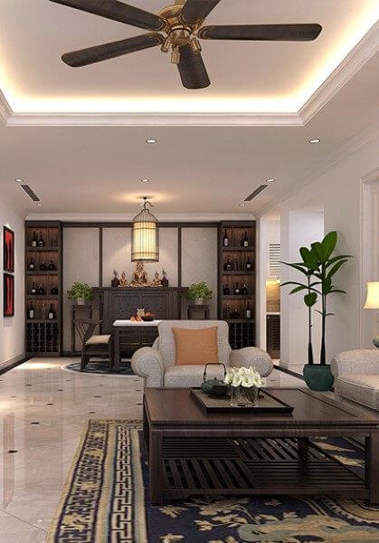  Thiết kế nội thất chung cư  bằng gỗ óc chó tại Thăng Long Number One phong cách gỗ việt