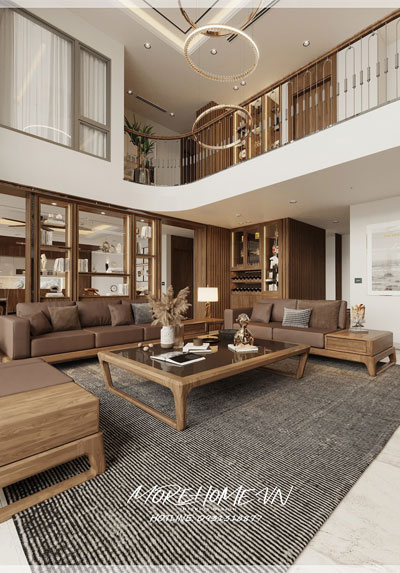  Thiết kế nội thất căn hộ Duplex Five Star hiện đại với gỗ óc chó