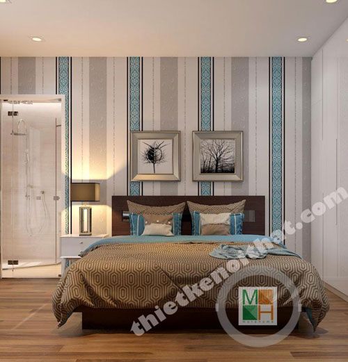 Giấy dán tường phòng ngủ chung cư CT4 Sông Đà - Anh Tuấn