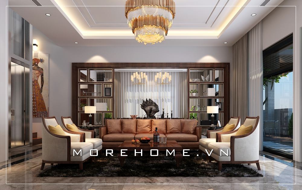 Thiết kế phòng khách Á Đông