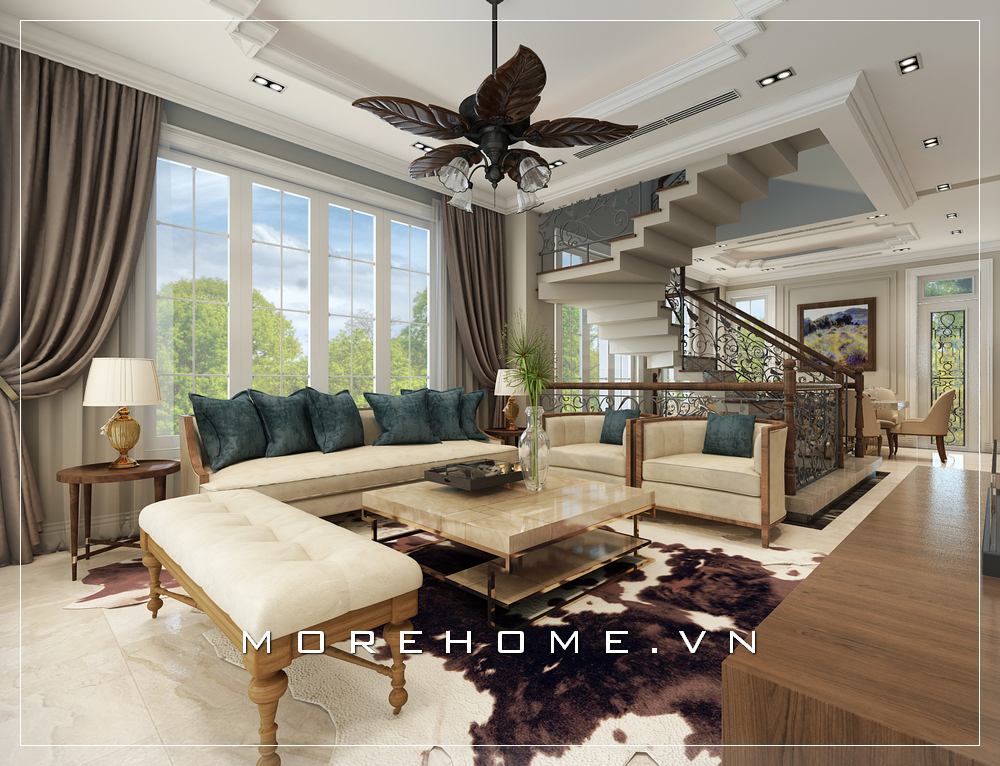 Thiết kế phòng khách Á Đông