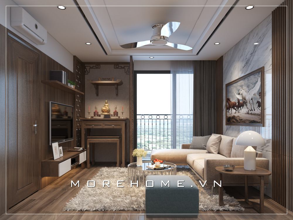 Thiết kế phòng khách có bàn thờ