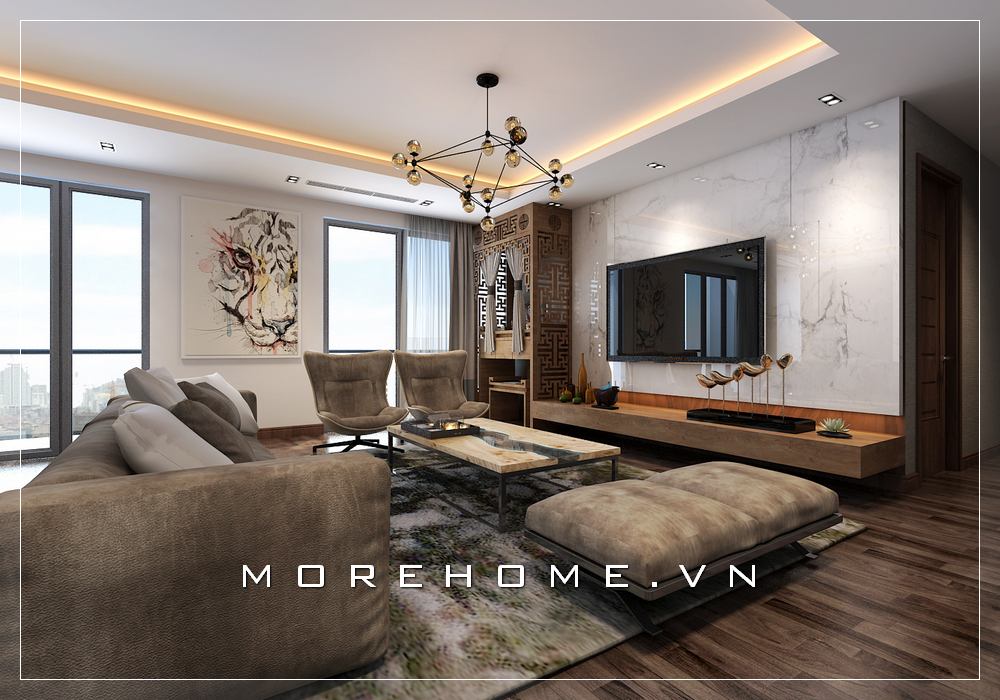 Thiết kế phòng khách có bàn thờ