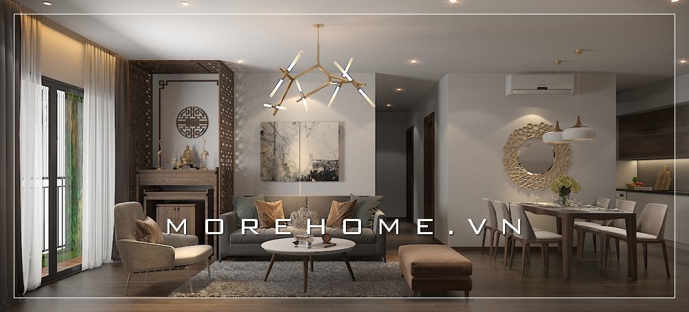 Thiết kế phòng khách có bàn thờ