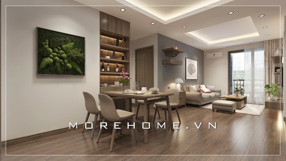 Thiết kế phòng khách liền phòng ăn