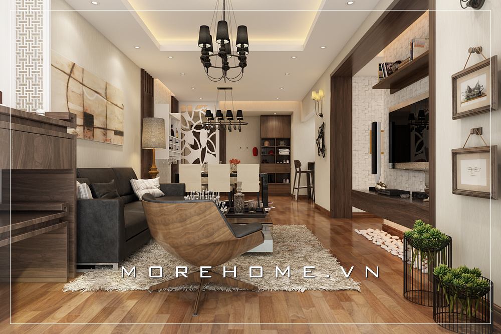 Thiết kế phòng khách liền phòng ăn