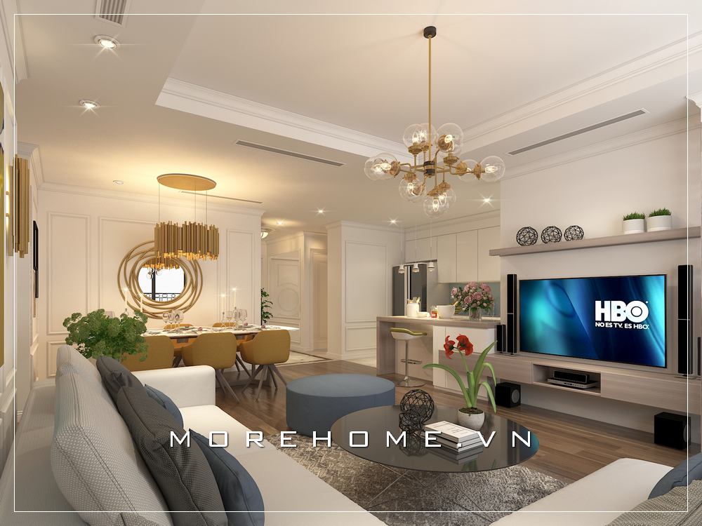 Thiết kế phòng khách liền phòng ăn