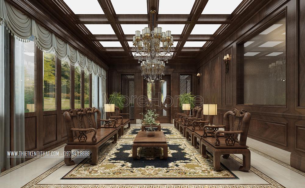 Thiết kế biệt thự cao cấp gỗ óc chó
