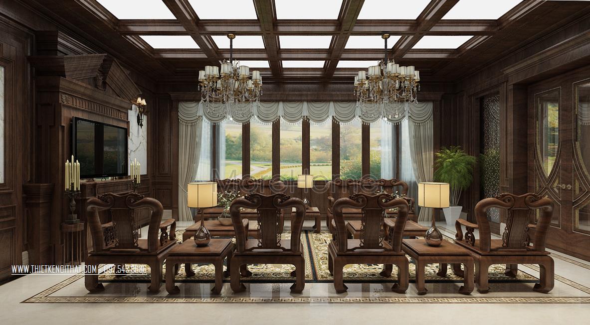 Thiết kế biệt thự cao cấp gỗ óc chó