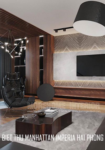 Thiết kế nội thất biệt thự gỗ óc chó cao cấp tại Manhattan - Vinhomes Imperia Hải Phòng