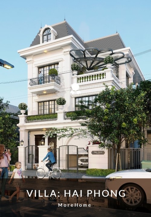 Thiết kế biệt thự 3 tầng tân cổ điển kiểu Pháp đẹp tại Hải Phòng