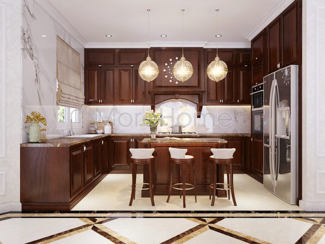 Thiết kế nội thất phòng bếp biệt thự tân cổ điển Phan Thiết