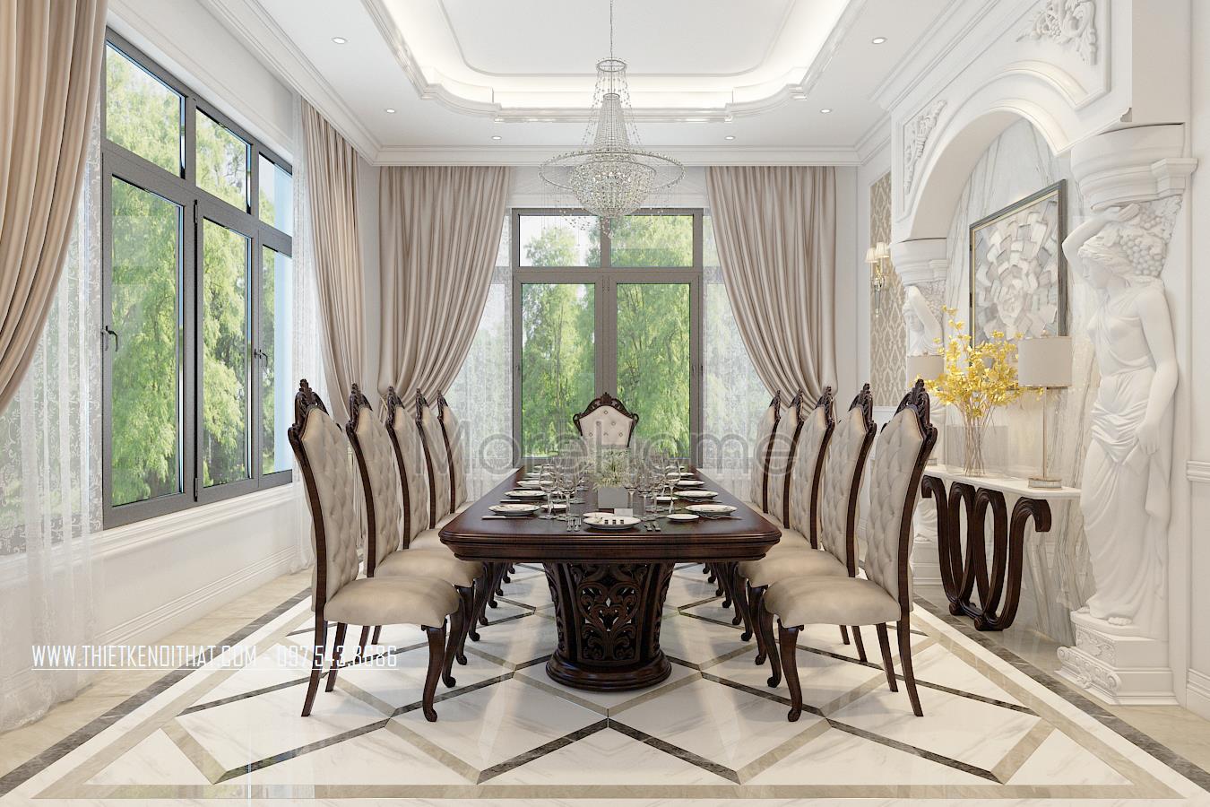 Thiết kế nội thất biệt thự tân cổ điển tại thái bình