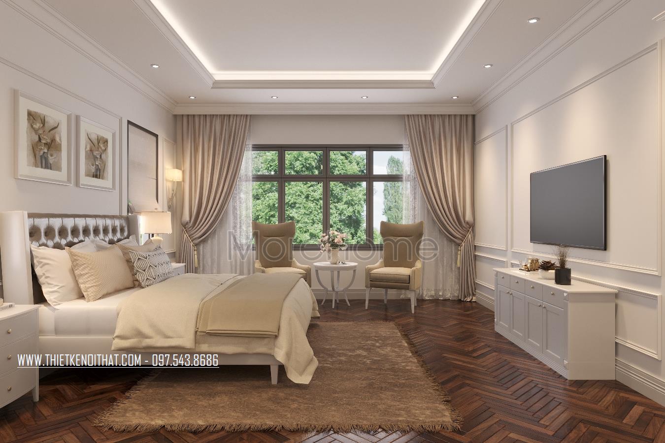 Thiết kế nội thất biệt thự tân cổ điển tại thái bình