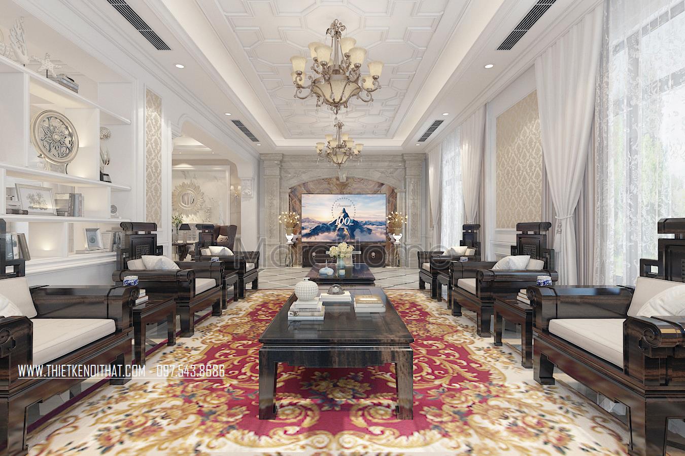 Thiết kế nội thất biệt thự tân cổ điển tại thái bình