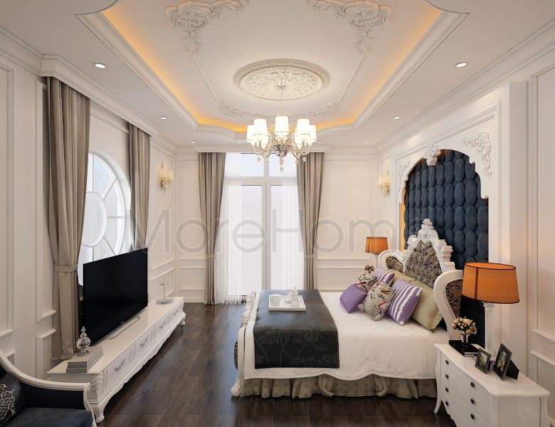 Thiết kế nội thất phòng ngủ Master biệt thự Nha Trang tân cổ điển