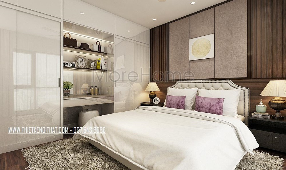 Thiết kế nội thất phòng ngủ biệt thự Xuân Phương Nam Từ Liêm Hà Nội