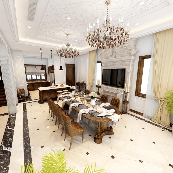 Thiết kế nội thất biệt thự Xuân Phương tân cổ điển