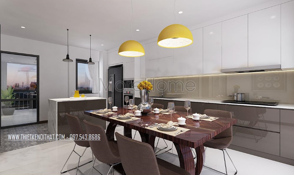 Thiết kế nội thất phòng bếp ăn biệt thự Xuân Phương Nam Từ Liêm Hà Nội