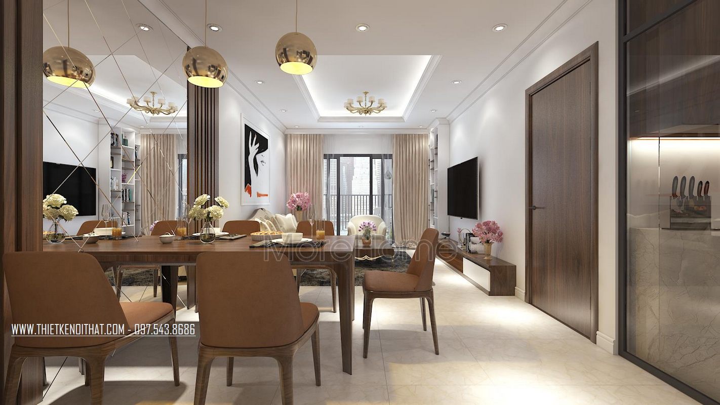 Thiết kế khu vực bàn ăn cho chung cư gamuda garden hoàng mai hà nội