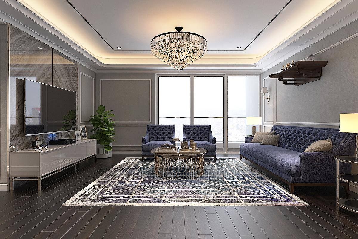 Thiết kế nội thất phòng khách chung cư hongkong tower 243a đê la thành