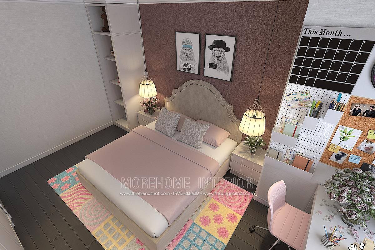 Thiết kế phòng ngủ bé gái chung cư hong kong tower 243A đê la thành đống đa hà nội